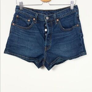 Levis 501 Button Fly Denim Blue 5 Pocket Women's 31 Hot Hig Waist Relaxed Shorts